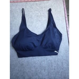 Puma Women's Seamless Sports Bra Navy Blue Size L Light Support Athletic